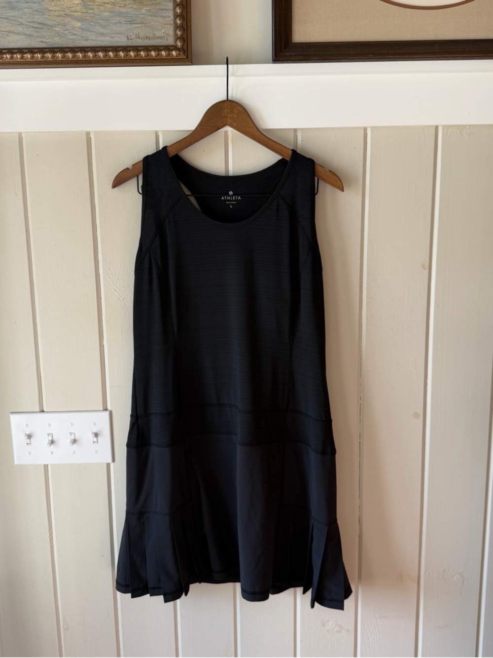 Athleta Black Sleeveless Drop-Waist Athletic Mini Dress, Size Large, NWOT
